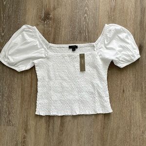 NWT J.Crew Smocked broken-in jersey cropped top